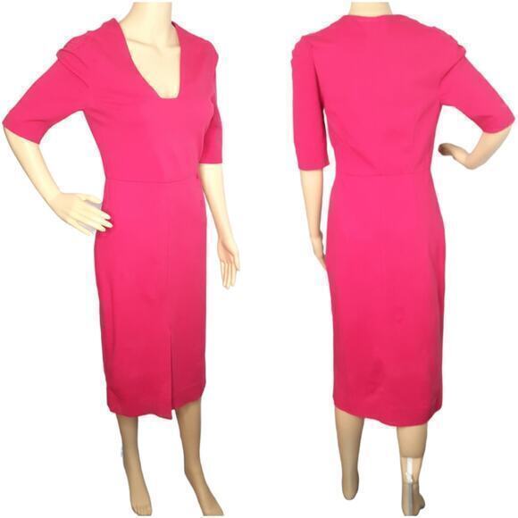 Diane Von Furstenberg Midi Dress Size 6 DVF‎ Flattering Stretch Sheath Pink - Picture 3 of 9